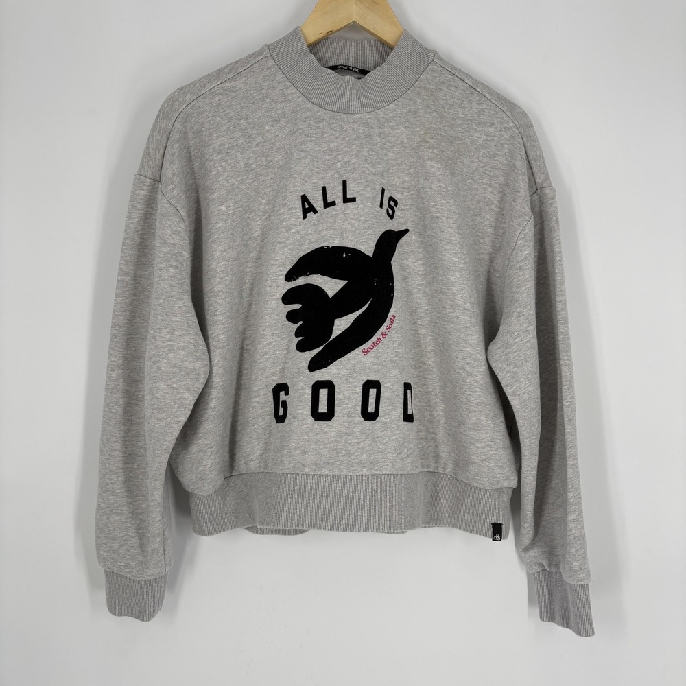 Scotch & Soda Light Gray Graphic 'All Is Good' Sweatshirt with Black Print
